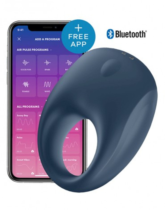 SATISFYER COCK RING STRONG ONE / INCL. BLUETOOTH AND APP - Δακτύλιος του Πέος για καλύτερη αντοχή