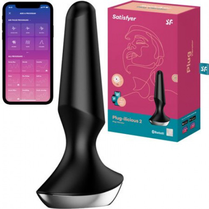 Satisfyer Plug-ilicious 2 Play Πρωκτική Σφήνα με Δυνατότητα Ασύρματης Λειτουργίας και Δόνηση σε Μαύρο χρώμα