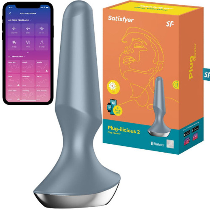 Satisfyer Plug-ilicious 2 Play Πρωκτική Σφήνα με Δυνατότητα Ασύρματης Λειτουργίας και Δόνηση σε ΑΣΗΜΙ ΧΡΩΜΑ