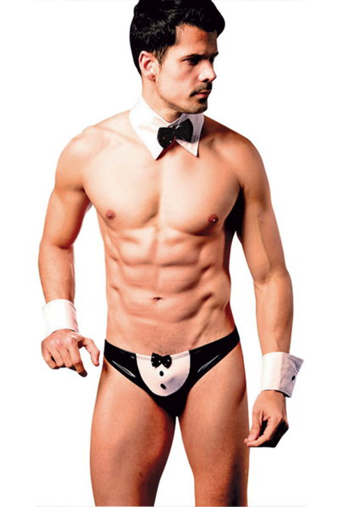 Sexy waiter costume for men in three pieces One Size