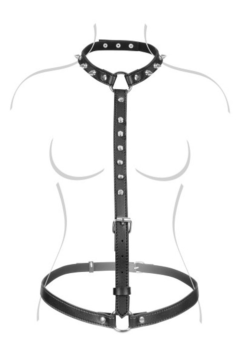 Imitation leather bust harness