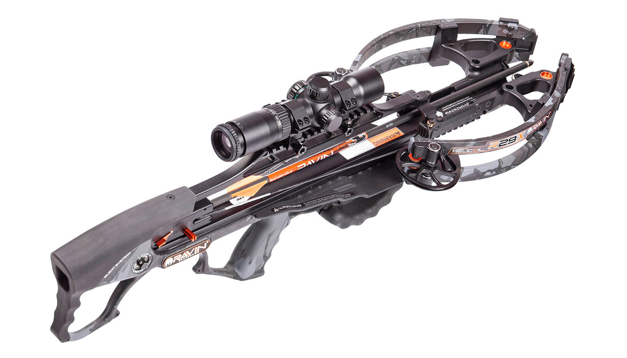 Ravin R29X Crossbow Package with Illum Scope & Arrows, Draw Handle - Predator Dusk Camo