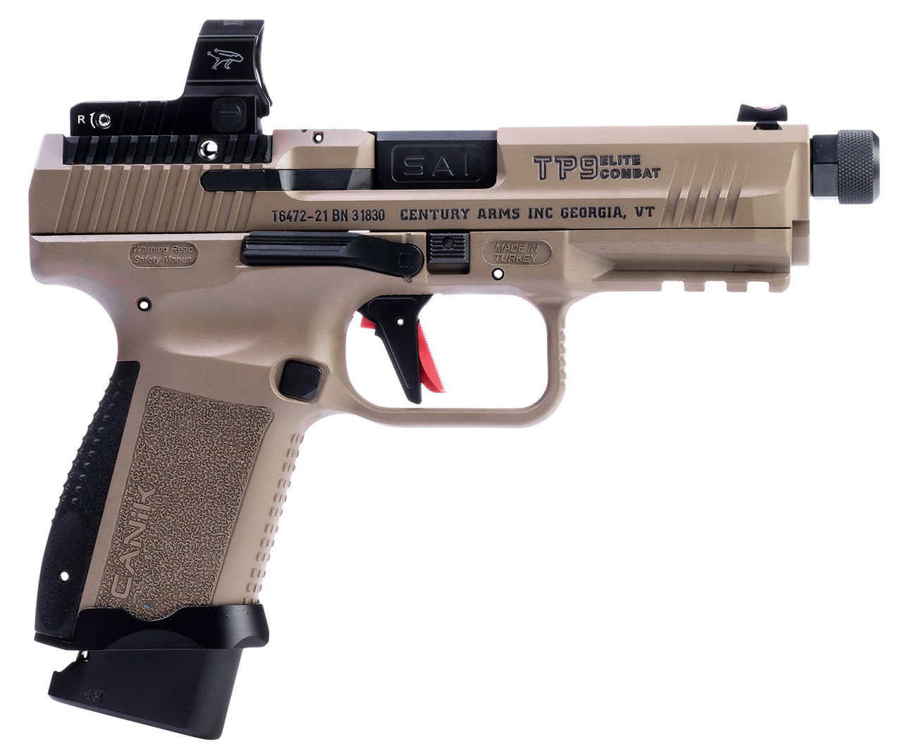 Canik HG7167D-N TP9 Elite Combat 9mm 4.75" 15+1/18+1 W/ MECANIK MO2 Optic FDE