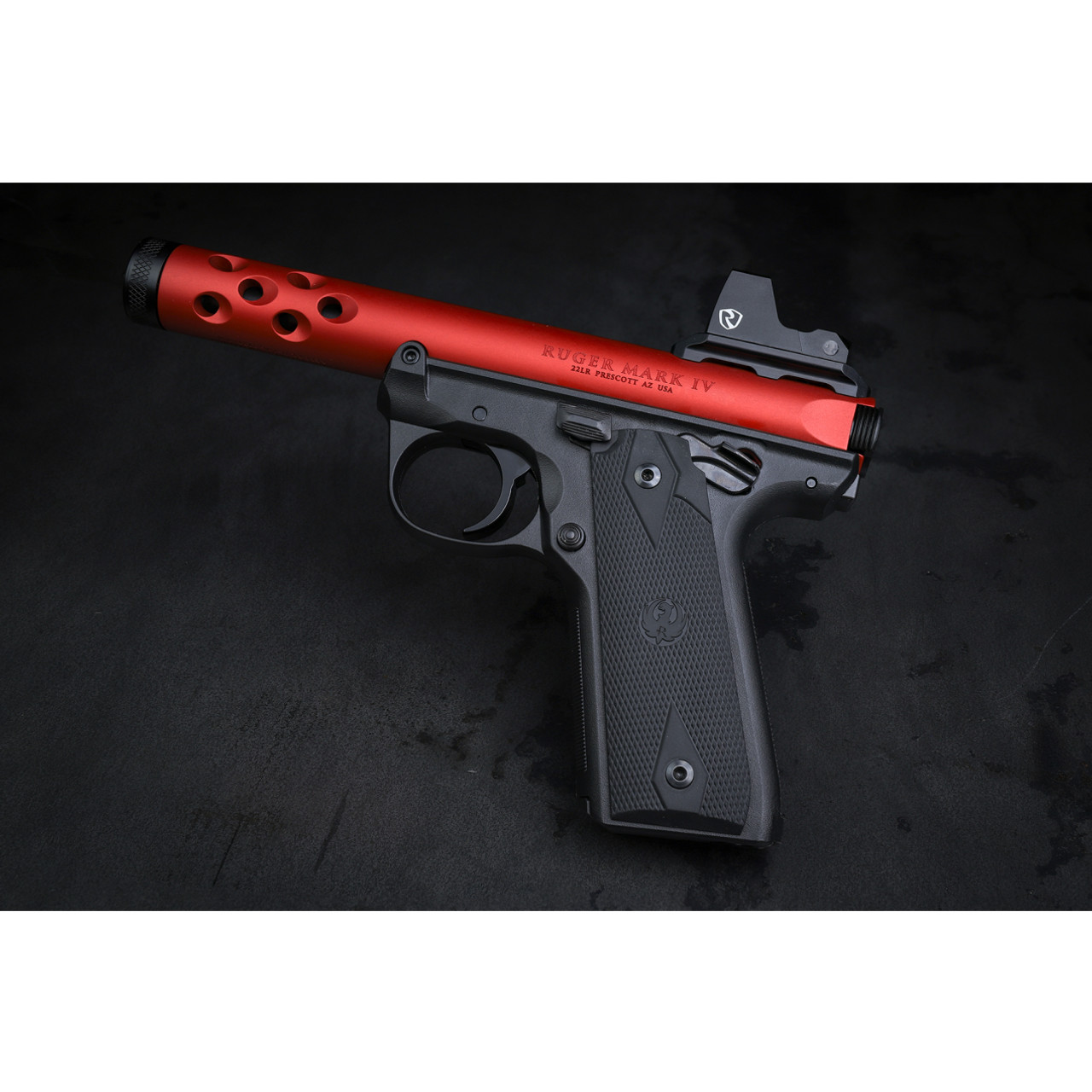 RUGER MARK IV 22/45 LITE 22 LR 4.40'' 10-RD SEMI-AUTO PISTOL - RED