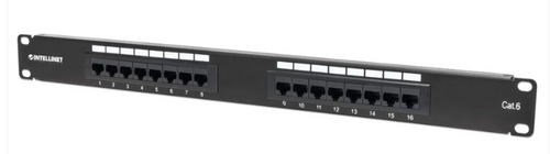 Cat6 Patch Panel 16-Port, UTP, 1U, Black