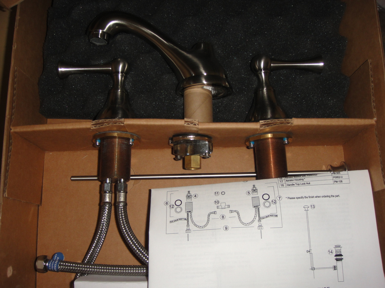 Santec Estate Manor Widespread Lav. Faucet w/ML Handles Satin Finish New