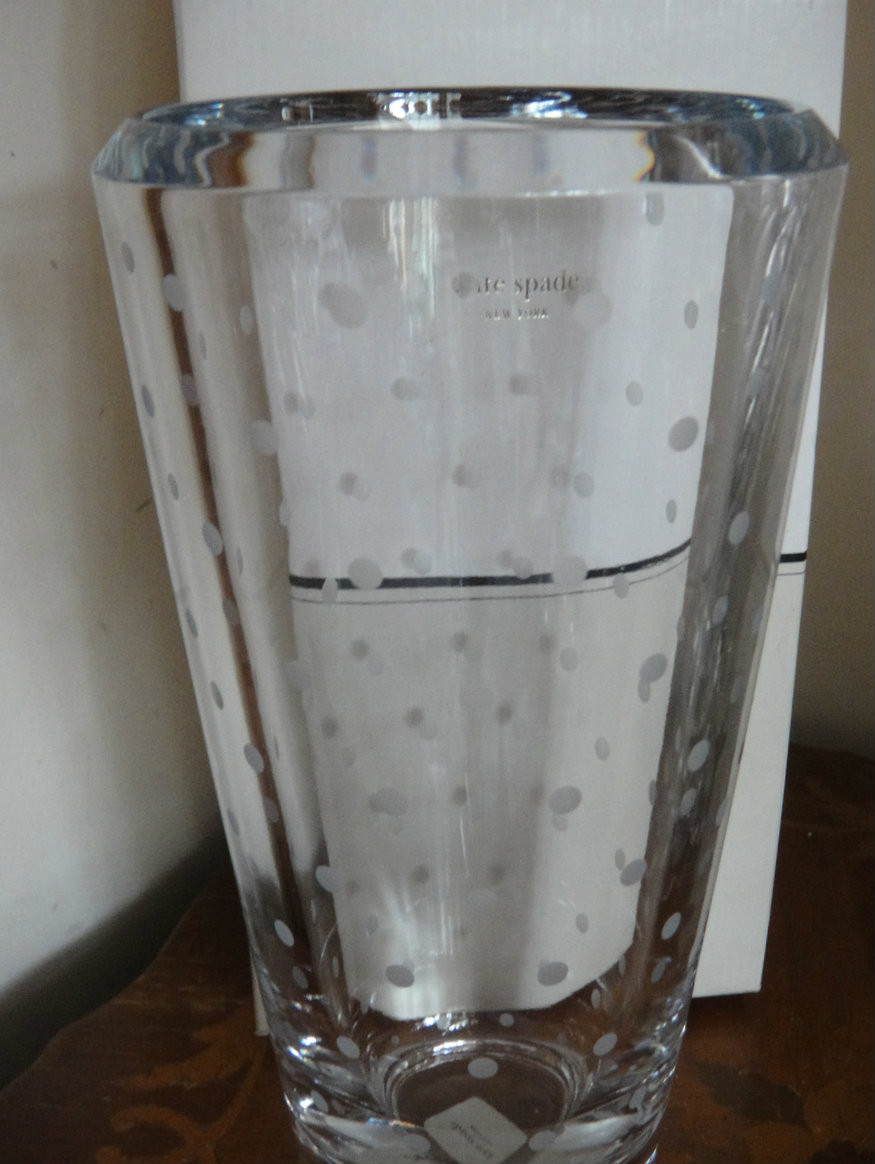 Kate Spade Larabee Dot11 Inch Crystal Cylinder Vase by Lenox