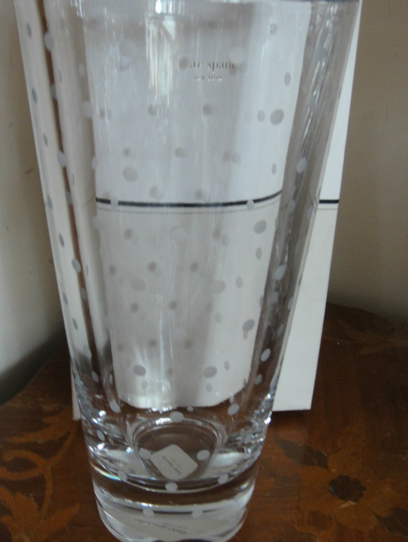 Kate Spade Larabee Dot11 Inch Crystal Cylinder Vase by Lenox