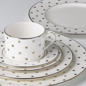 Lenox Kate Spade Larabee Road Platinum Dot 62P China Set  for 12 New
