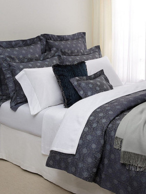 Sferra  Simone  king Duvet Cover Set Floral on Dark Blue  New   