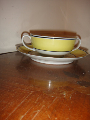 A. Raynaud et Cie Limoges France Ceralene "Directorie" Soup Cream Cup And Saucer 