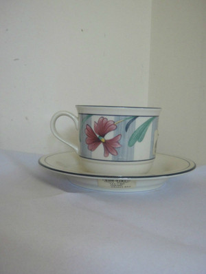 Lenox Poppies on Blue Teacup and Saucer