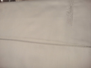 Pratesi Italy Handmade Monogram  Dove Grey Queen Sheet Set