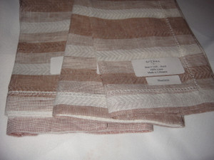 Ascot Four Hemstitched Linen Dinner Napkins by Sferra Hazelnut New 