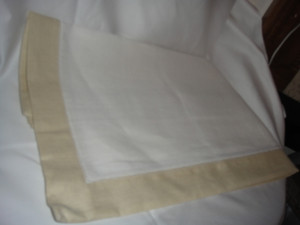 Sferra Filetto White stone Color Block Linen Table Runner New 15 X 90