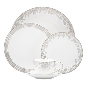 Lenox Gluckstein Starlet Silver  5-piece Dinnerware Set for 1 New