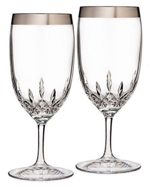 Waterford Lismore Essence Wide Platinum Band Iced Beverage Glass, Set 