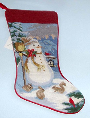 Sferra Handmade Snowman Needlepoint Christmas Stocking TH13