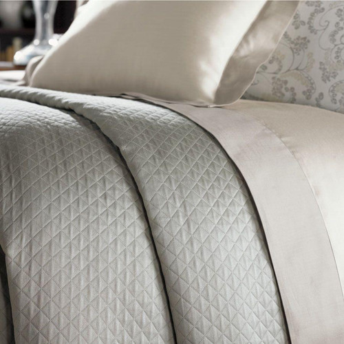 Sferra  Bari Diamond Pique King Bed Blanket Cover Set Silversage 