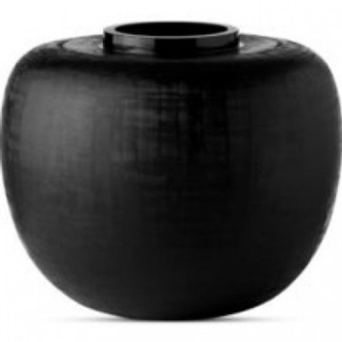 Donna Karan Lenox Artisan Glass, Black, Etched Linear Grand Globe Vase