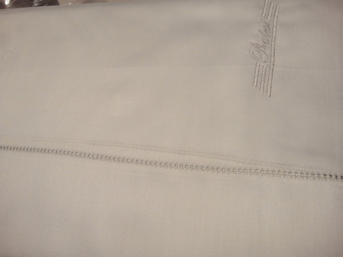 Pratesi Italy Handmade Monogram  Dove Grey Queen Sheet Set