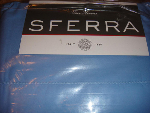 Sferra Celeste 4PC King Sheet Set  Egyptian Cotton Percale Porcelain  Blue New