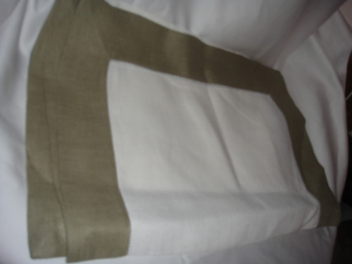 Sferra Filetto White Olive Color Block Linen Table Runner New 15 X 90 