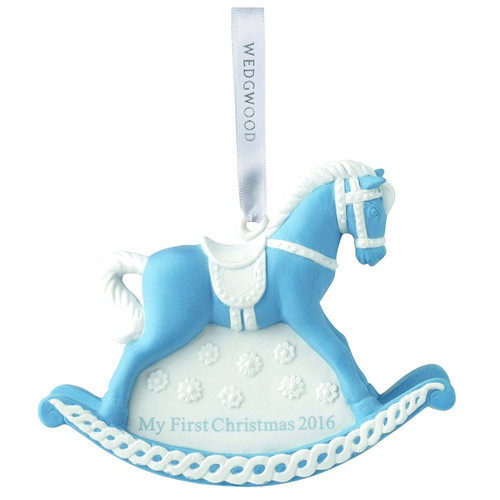 Wedgwood Baby's First Christmas 2016 Rocking Horse Blue