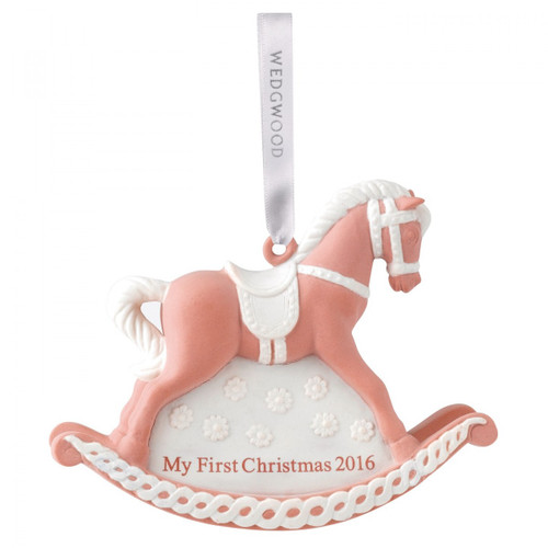 Wedgwood 2016 Baby's First Rocking Horse Pink Ornament 