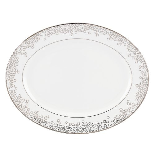 Brian Gluckstein by Lenox Starlet Silver 13in Oval Platter New