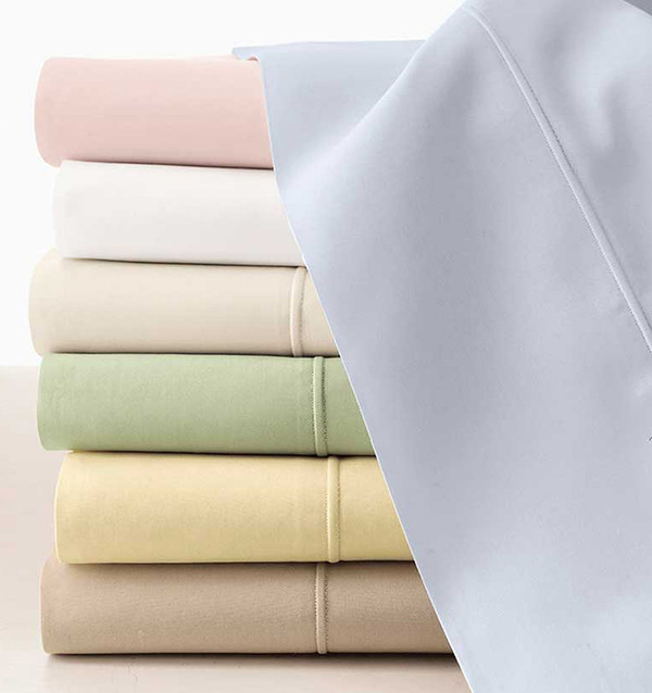 Sferra Isabella 500C Long Staple Cotton Crisp Percale Queen Flat Sheet Ivory 