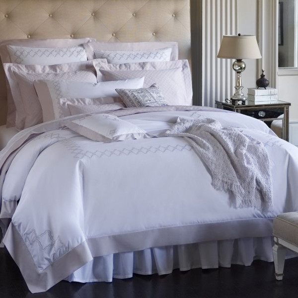 Sferra Quarto Percale  White w/ Lilac Ash Embroidery Standard Sham New