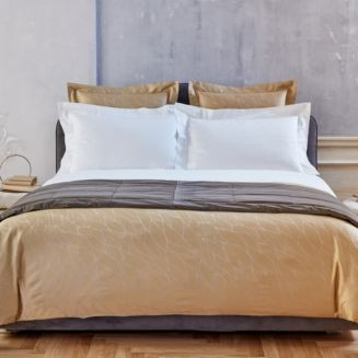 Frette Fronda Arredo Jacquard  King Duvet Cover Set Gold Leaf Italy New Bedset