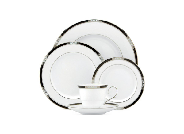 Lenox Hancock Platinum White Bone China 5pc Dinnerware Set
