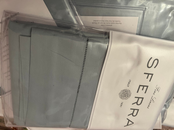 FIONA By SFERRA Full Queen Duvet Cover Set 3PC Poolside Blue New