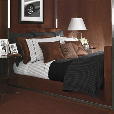 Ralph Lauren Modern Driver 100% Cotton Brown Foulard  King Fitted Sheet New