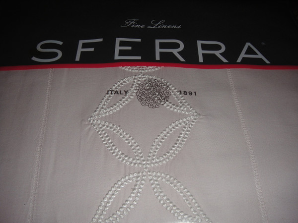 Sferra Cossa Percale Lilac Ash With White embroidery Queen Flat Sheet New