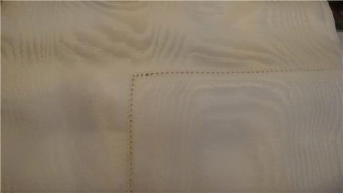 Pratesi Rebus Jacquard Moire Ivory Hemstitch Queen Duvet Cover Set 3PC New 