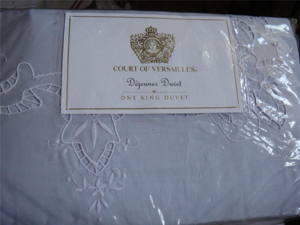 Court of Versailles Dejeuner Light Blue Embroidered King Duvet Cover  New