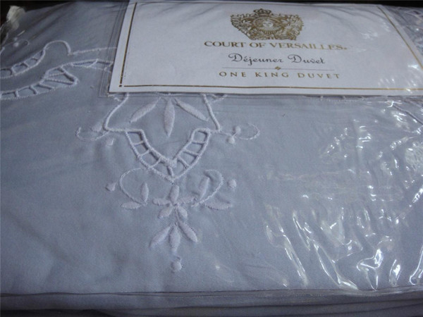 Court of Versailles Dejeuner Light Blue Embroidered King Duvet Cover  New
