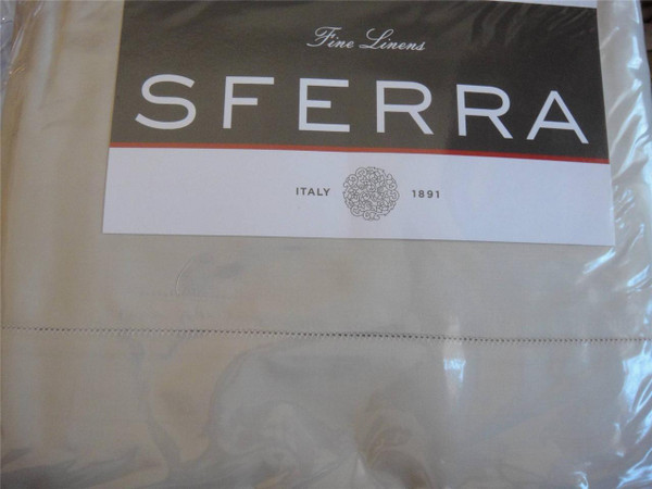 Sferra  Celeste 4pc King Sheet Set Egyptian  Cotton Percale 400 Thread Count Sand New    