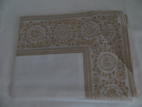 Sferra Lindsay Border King Duvet Cover Set White Mushroom