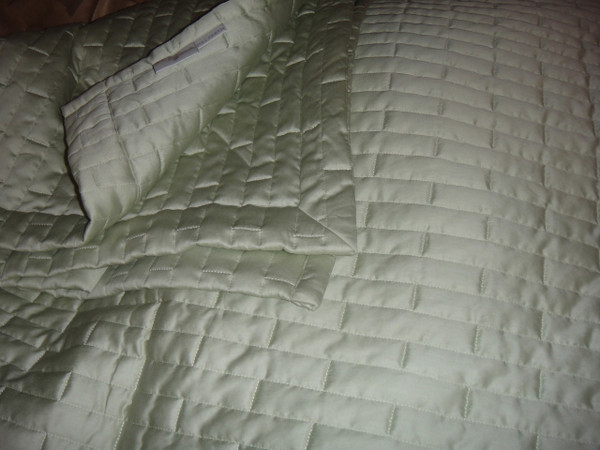 Sferra Sesto Leaf Green Full/ Queen Quilt Blanket  Cover Set New 