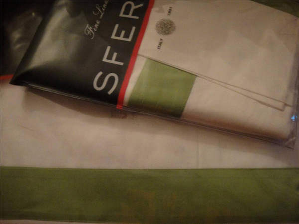 Sferra Orlo White Charteuse Green Queen Duvet Comforter Cover Set 