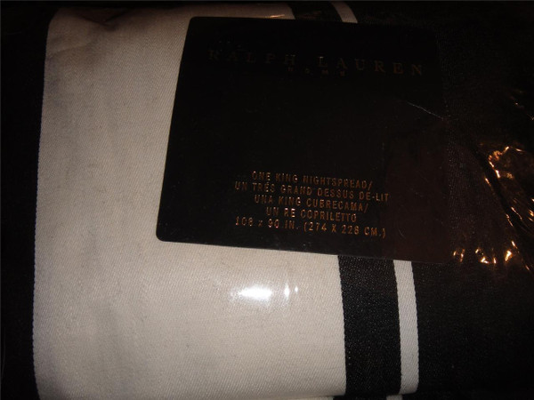 Ralph Lauren Equestrian Cliff House Stripe Linen Queen Nightspread Set New