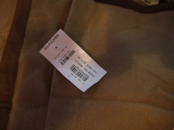 Ralph Lauren Austyn Cashmere Euro Sham Camel Brown Border New 