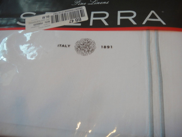 Sferra Grande Hotel White Blue King Flat Sheet New 