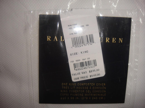 Ralph Lauren Beau Pique White King Duvet Cover Set