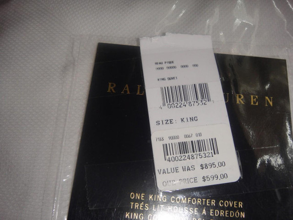 Ralph Lauren Beau Pique White King Duvet Cover Set