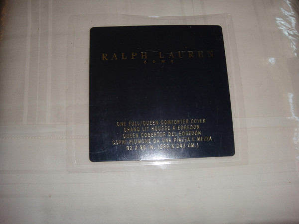 Ralph Lauren Julien Stripe Ivory Queen Duvet cover Set New 